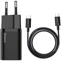 Incarcator rapid Baseus Super Si, 1x USB-C, 25W, cablu USB-C inclus, Negru
