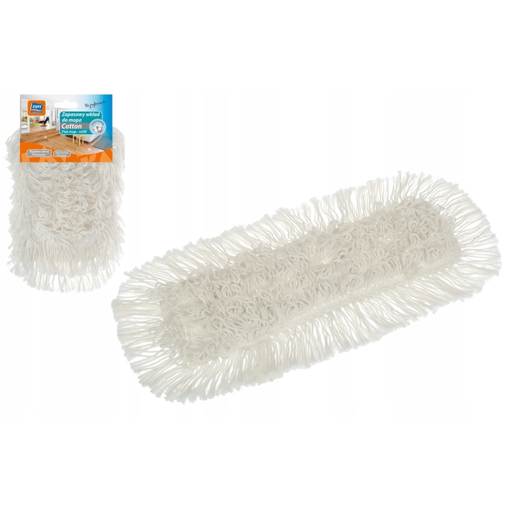 Rezerva plata pentru mop, Ravi, Bumbac/Poliester, 43x13 cm, Alb