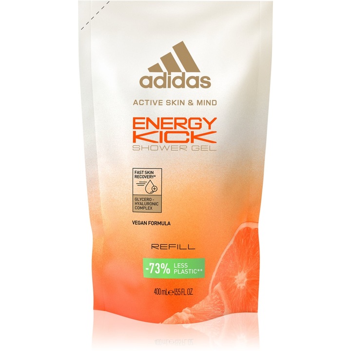 Adidas active skin&mind tusfürdő utántöltő, 400 ml, Energy kick férfi tusfürdő utántöltő