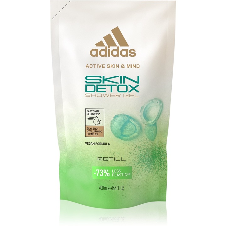 Adidas active skin&mind tusfürdő utántöltő, 400 ml, Skin detox női tusfürdő utántöltő