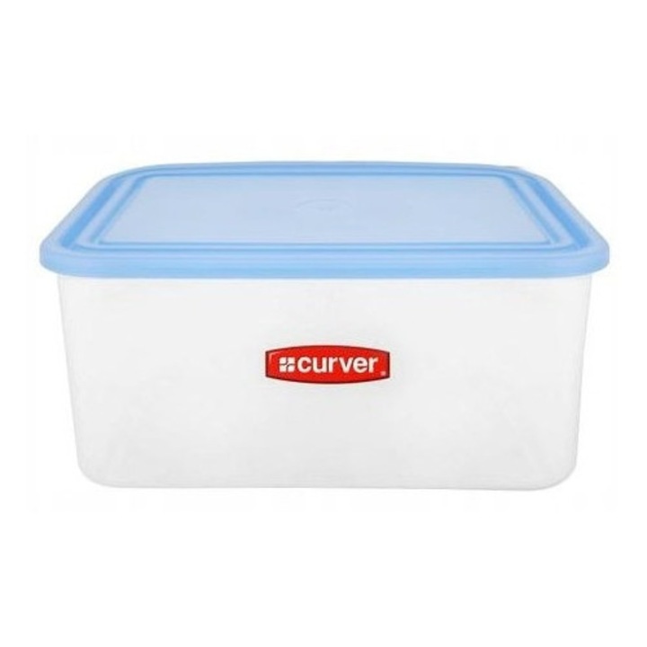 Caserola alimente, Curver, Plastic, 2l, Cu capac, Transparent/Albastru