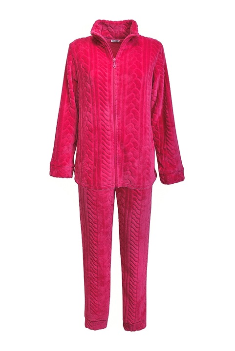 Pijama/costum de casa cu maneca lunga si pantaloni lungi din microplus, Intimamoda, TorchonMU14, Roz