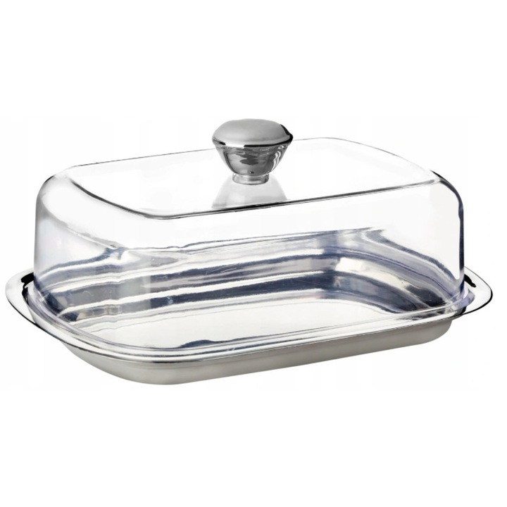 Recipient depozitare alimente, Galicja, Inox, Cu capac, 15.5 x 11.5 cm, Transparent/Argintiu