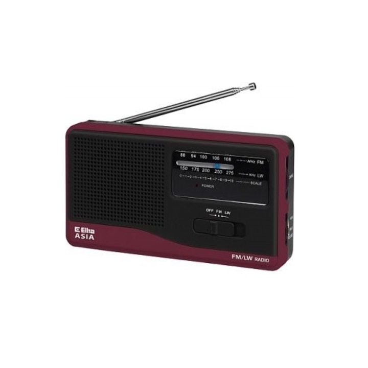 Radio Am/Fm Pe Baterii, Eltra, Asia, Tuning Radio Convenabil, Reglarea Volumului, Mufa Pentru Casti, Baterie Si Alimentare La Retea, Dimensiuni 155 x 85 x 38 mm, Multicolor