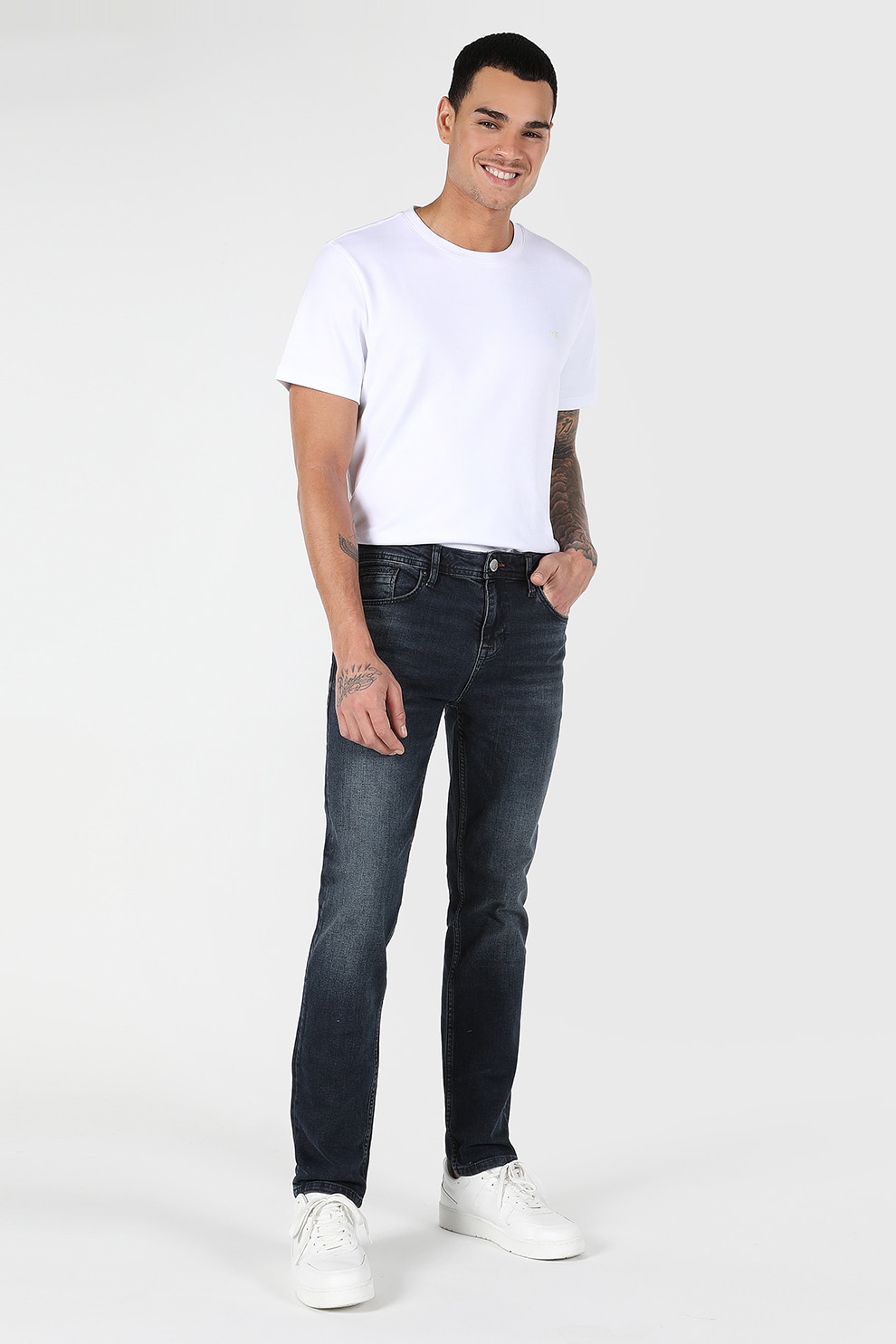 COLIN'S, Blugi cu aspect decolorat, Bleumarin, W28-L32