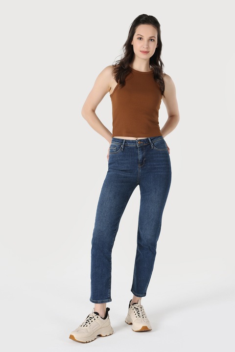 COLIN'S, Blugi slim fit cu aspect decolorat, Albastru, W25-L28