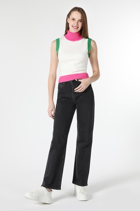 COLIN'S, Blugi drepti cu talie inalta Laris, Gri inchis