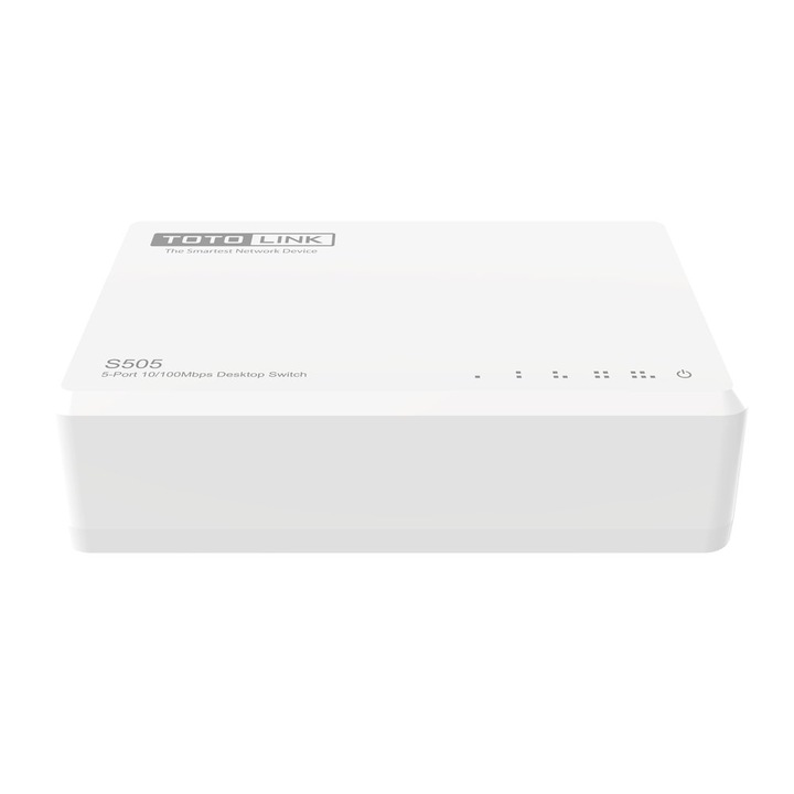 TotoLink S505-V2 kapcsoló, felügyelet nélkül, 5 x RJ45, 1000 Mbps Gigabit, fehér