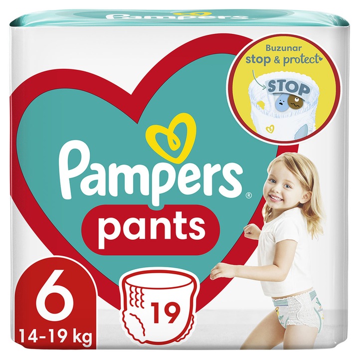 Scutece-chilotel Maxi Pack Pants 14-19 kg, Nr. 6, Pampers Stop & Protect, 36 bucati