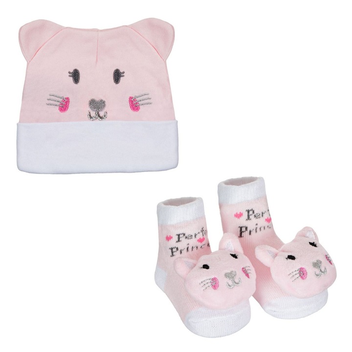 Бебешки комплект, 3D Kitty Pink, 2 части, 0 м, Розов