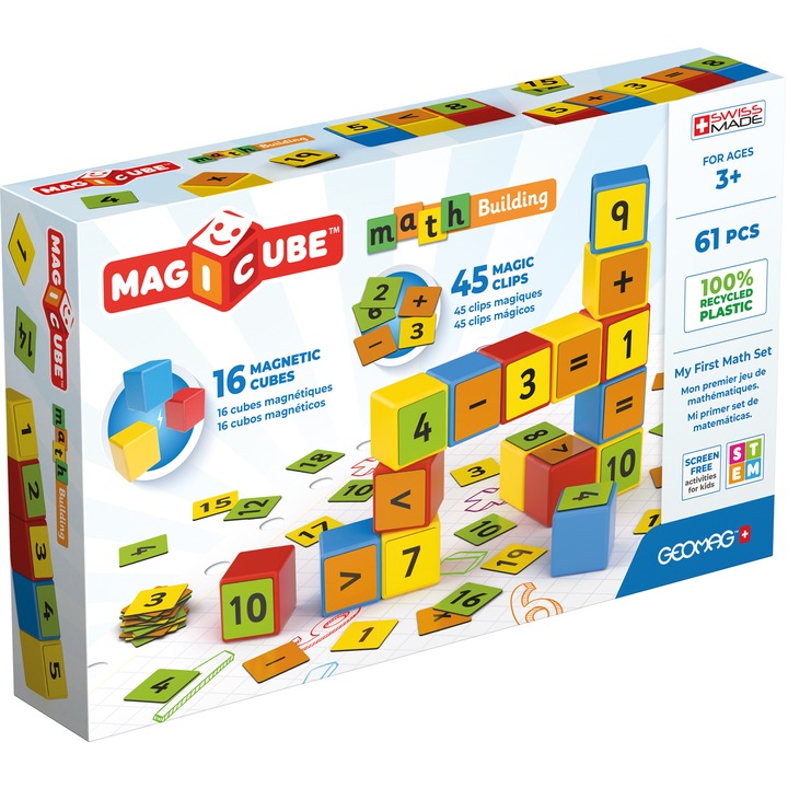 Geomag Magicube Math Building Recycled Clips 61 db-os mágneses építőjáték készlet (GMG00257)
