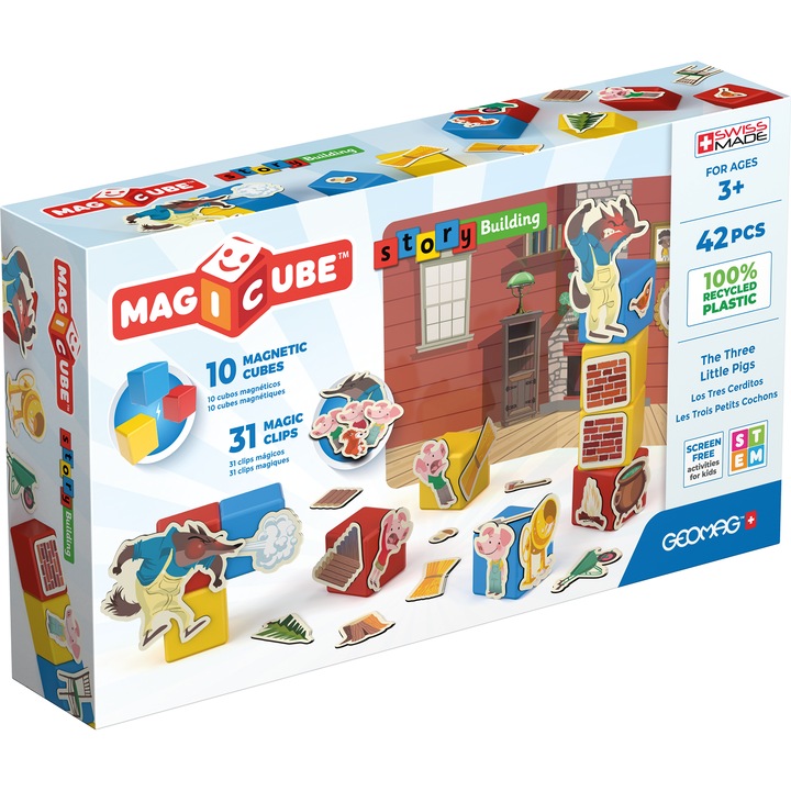 Mágneskockák Geomag Magicube történetekkel 42 db, Geomag 118