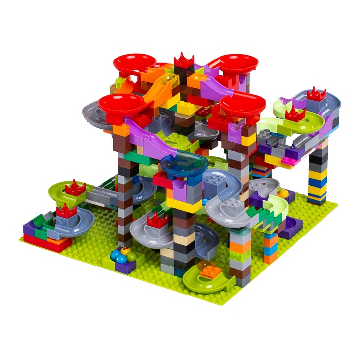 Образователен и креативен комплект писта 2 в 1 лабиринт с 514 части, „LikeSmart Puzzle Race Track“, син