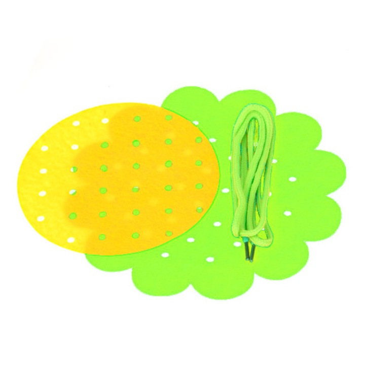 Въртяща се играчка от филц Zola® за деца, шиене, фина моторика, филц, зелено с жълто
