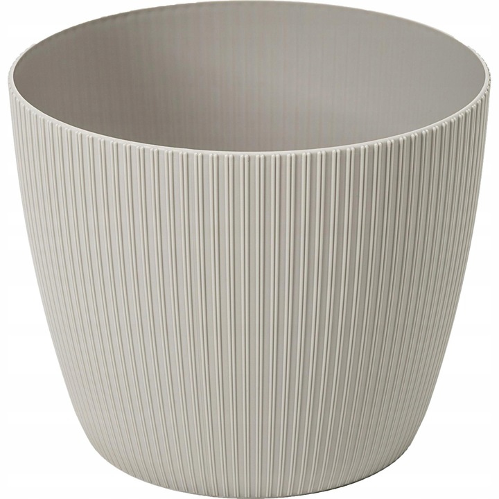 Ghiveci de flori, Lamela, Plastic, 22 cm, Gri