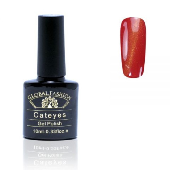 Полуперманентен лак за нокти, Global Fashion, Cat Eyes, 10 ml, Червен 29