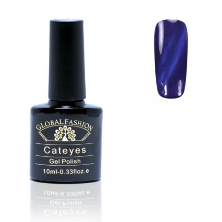 Oja semipermanenta, Global Fashion, Cat Eyes, 10ml, Albastru 54