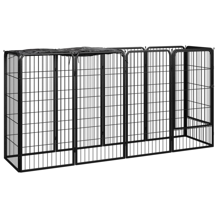 Tarc caini vidaXL, 10 panouri negru 50x100 cm otel vopsit electrostatic, 12.19 kg