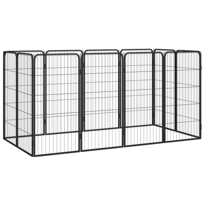 Tarc caini vidaXL, 12 panouri negru 50x100 cm otel vopsit electrostatic, 5.79 kg