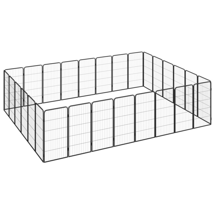 Tarc caini vidaXL, 28 panouri negru 50x100 cm otel vopsit electrostatic, 5.79 kg