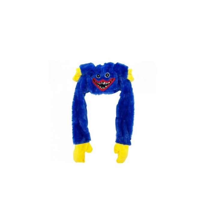 Детска шапка, Чудовище, С мърдащи уши, Пухкаво, Един размер, Син