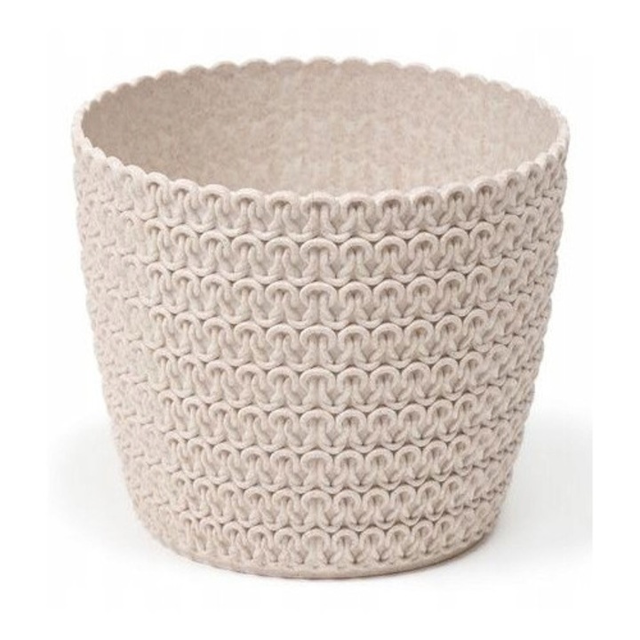 Ghiveci de flori, Lamela, PVC, 16 cm, Alb