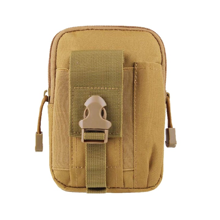 Мъжка чанта, Zola®, регулируема презрамка, 2 джоба, 12x18x6 см, светло каки