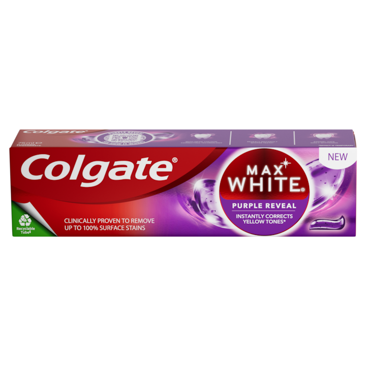 Паста Colgate Max White Purple Reveal за избелване на зъби, 75 мл