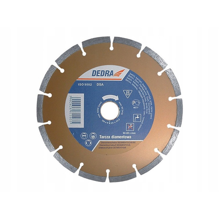 Диск за рязане на бетон, Dedra, 115 х 22,2 мм