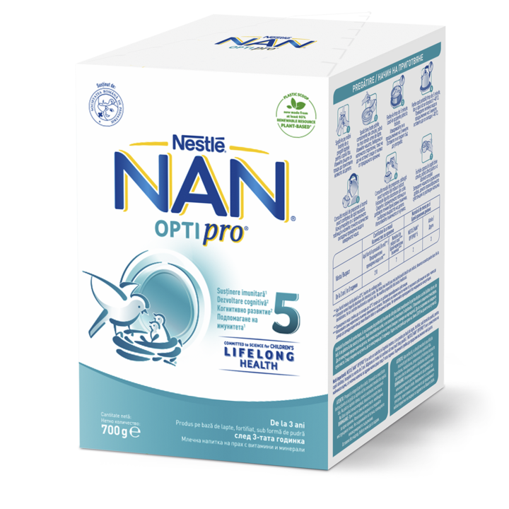 Lapte praf Nestle NAN 5 Optipro, 700 g, de la 3 ani