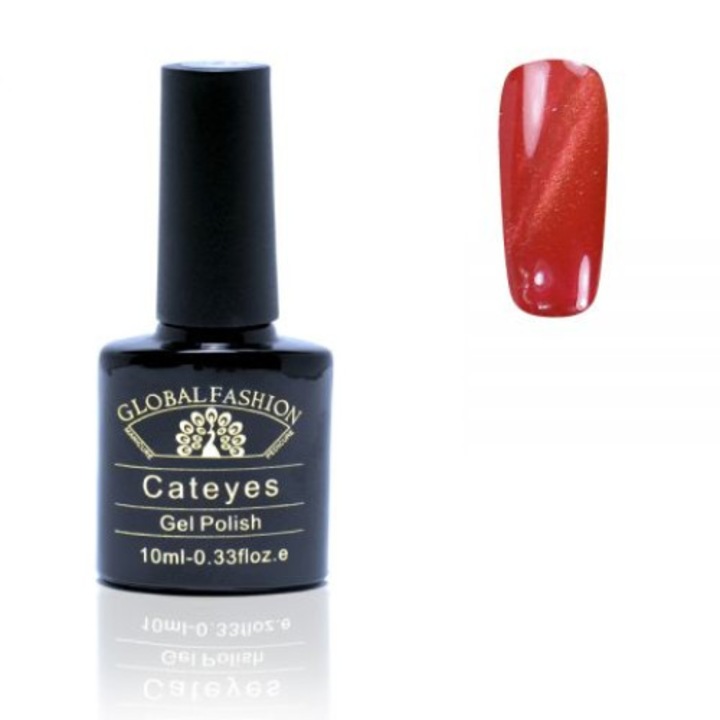 Полуперманентен лак за нокти, Global Fashion, Cat Eyes, 10 ml, Червен 49