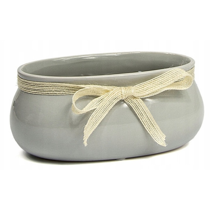 Ghiveci de flori, Polnix, Ceramica, 8 cm, Gri/Bej