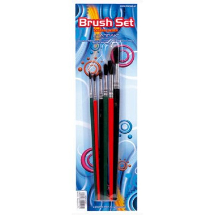 Set 6 pensule de pictura, Starpak, Varf Rotunjit, Diferite Dimensiuni, Multicolor