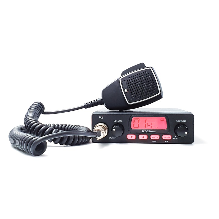 TTi TCB-550 EVO CB rádió állomás, 4W, AM-FM, 12-24V, DSS, VOX, NB