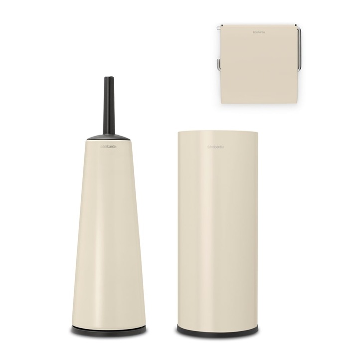 Set de accesorii pentru toaleta Brabantia ReNew 1006267, 3 piese, Rezistent la coroziune, Bej