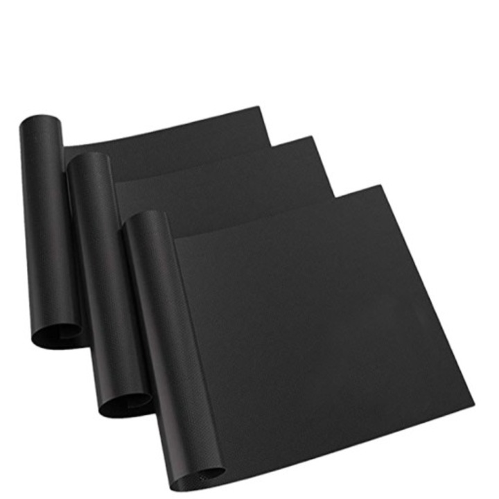 Teflon grillszőnyeg sütéshez, 4 db, fekete