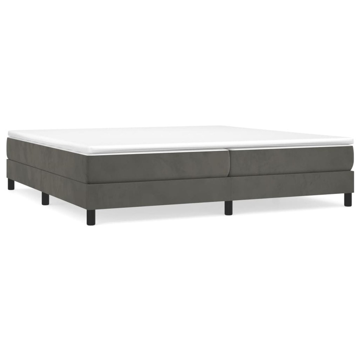 Pat box spring cu saltea vidaXL, gri inchis, 200x200 cm, catifea, 47.1 kg