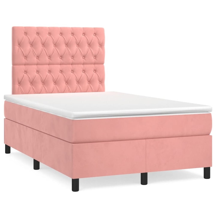 vidaXL rózsaszín bársony rugós ágy matraccal 120 x 200 cm 3143198