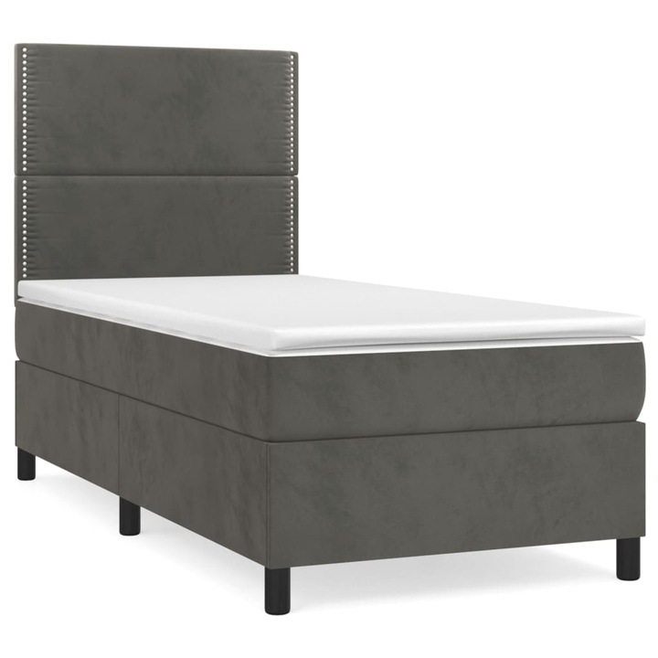 vidaXL sötétszürke bársony rugós ágy matraccal 80 x 200 cm 45.15 kg 3142930