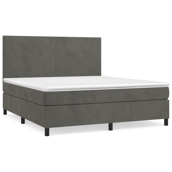 vidaXL sötétszürke bársony rugós ágy matraccal 180x200 cm 65.9 kg 3142918