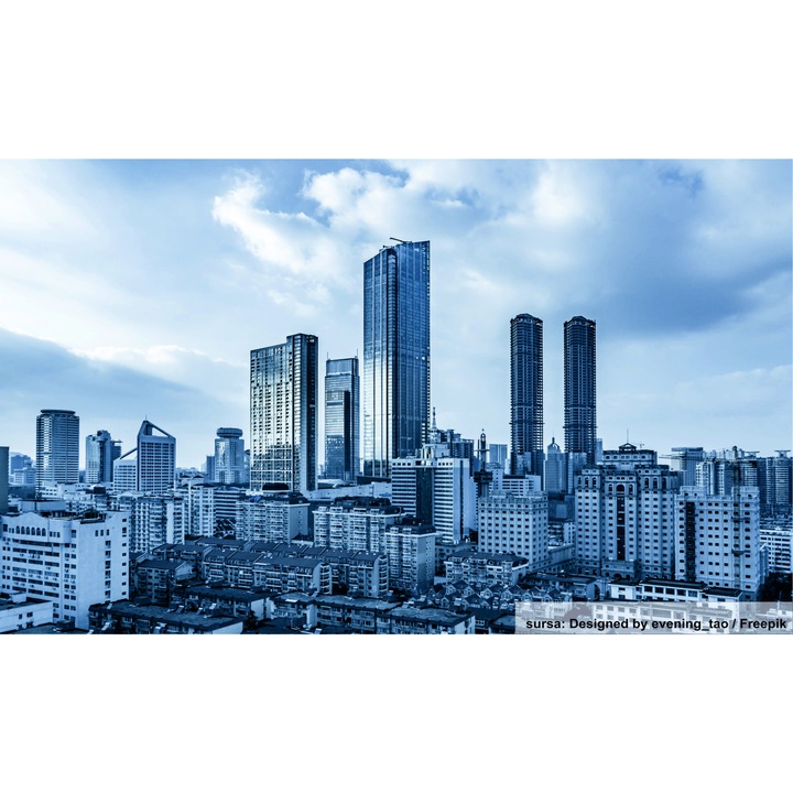 Fototapet de perete autoadeziv si lavabil Oras in alb si negru, 250 x 200 cm