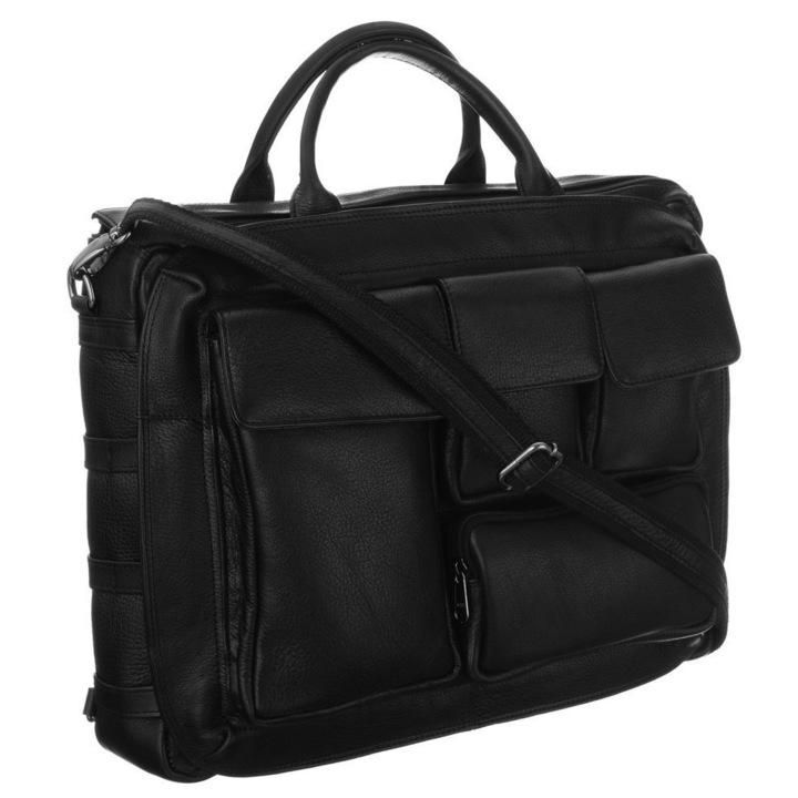 Laptop táska, Always Wild, természetes bőr, 15 hüvelykes, fekete