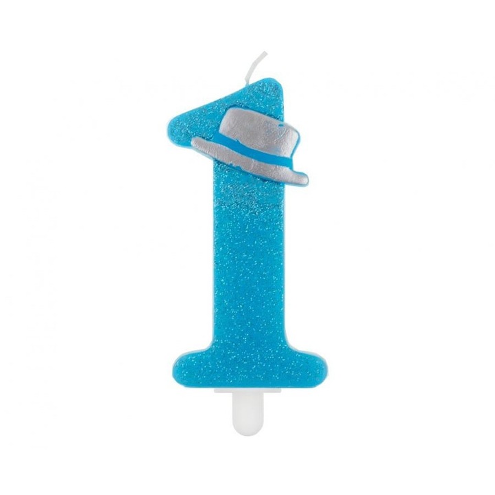 Első születésnap csillámos tortagyertya blue