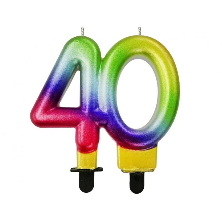 Свещ за торта 40, Amscan, 7,5 см, многоцветна