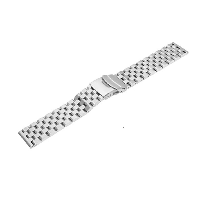 OEM Fém okosóra szíj, dupla csattal Deployant, Armani design, kompatibilis Classic Samsung Active, Active 2, Galaxy Watch, Huawei Watch GT2 42mm, Amazfit GTR 42 mm, BIP, BIP U Pro, GTS, Mini, GTS3, GTS4, GTR, szélesség 20mm, Classic, ezüst