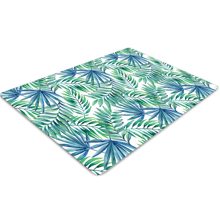 Covor pentru scaun de birou, PVC, frunze lacuite, Albastru, 140 cm x 100 cm, 010250310030100029524