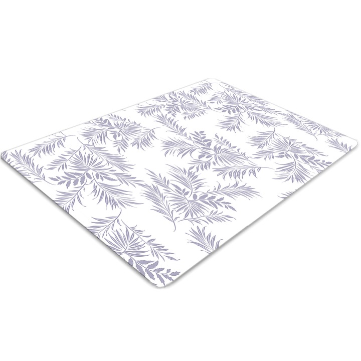 Covor pentru scaun de birou, PVC, frunze cenusii, Albastru, 140 cm x 100 cm, 010250310030100029549