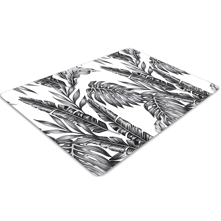 Covor pentru scaun de birou, PVC, frunze de palmier, Alb, 140 cm x 100 cm, 010250310030100029540