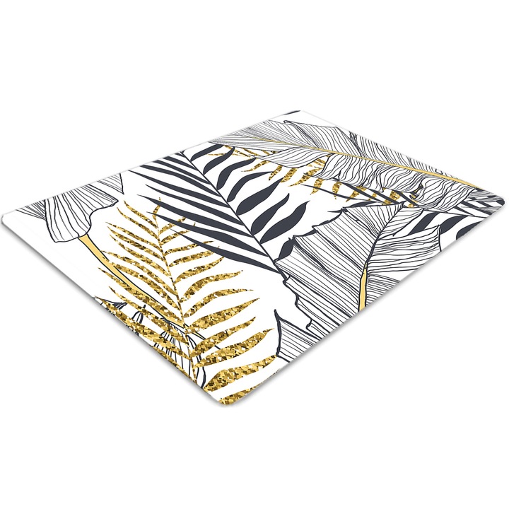 Covor pentru scaun de birou, PVC, frunze de palmier, Alb, 140 cm x 100 cm, 010250310030100029580