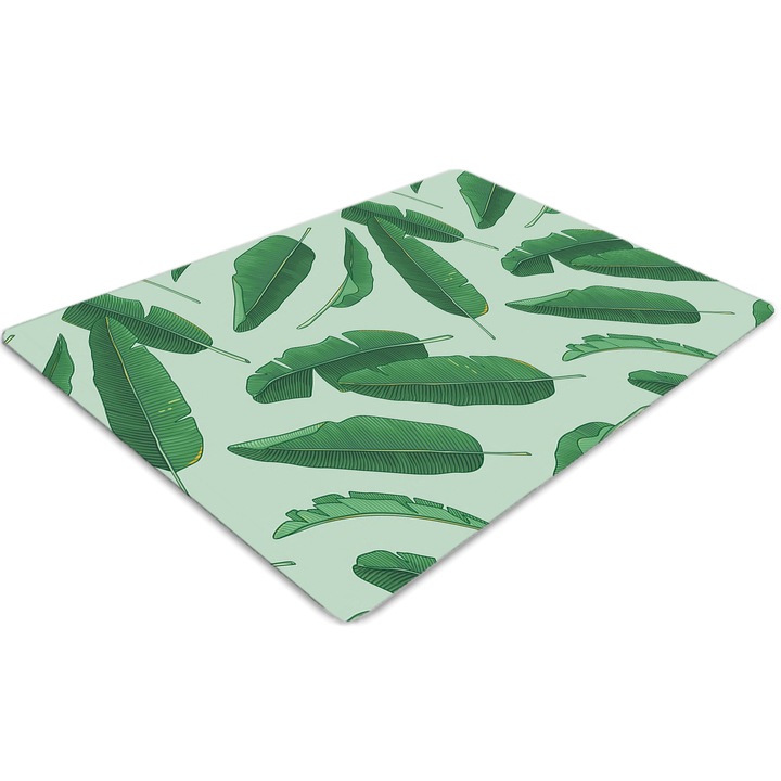 Covor pentru scaun de birou, PVC, frunze de bananier, Verde, 140 cm x 100 cm, 010250310030100029892